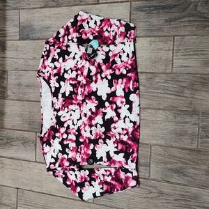 Lularoe Rise Balance Pink and Black Floral Long Sleeve Top Small NWT